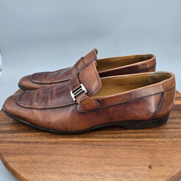 Magnanni Lino Loafers Mens 9.5 M Brown Leather Slip On Spain Buckle Dress Shoes main image 9